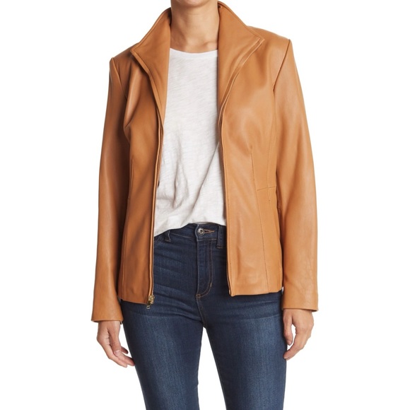 Tan Lambskin Leather Scuba Jacket 